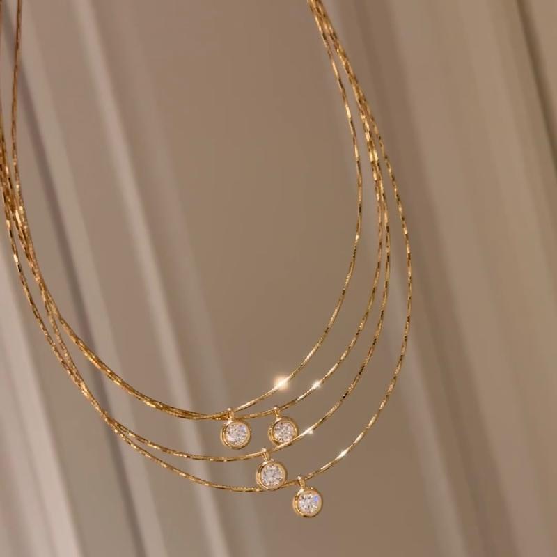 Sparkling Bubble Collar Necklace Plated 24K Gold Women'S Niche Fashion Light Luxury Exquisite Premium Versatile Pendant