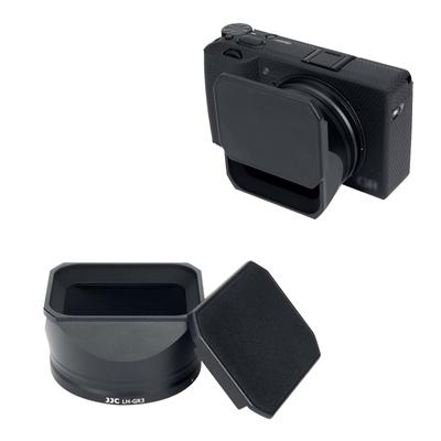 Parasol rectangular de metal JJC Tapa de parasol para Ricoh GR3 GRIII GRIII HDF Protección de lente Evita diferentes luces A prueba de polvo Sin viñeteado Negro Hecho de