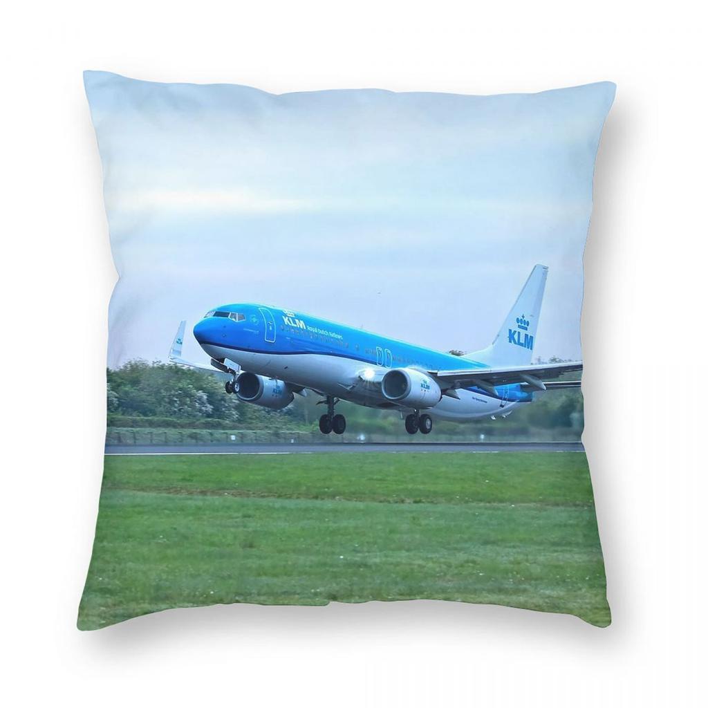 Klm Boeing PhBxn Man To Ams Square Pillowcase Polyester Linen Velvet Pattern Decor Pillow Case Sofa Seater Cushion Cover