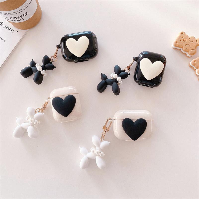 Solid Color Big Love Simple Bluetooth Headset Protective Case Airpods 1 Generation/2 Generation/3 Generation/Airpods Pro