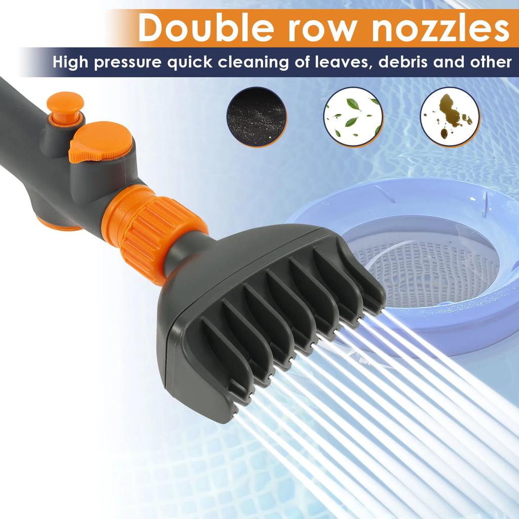 Handheld Spa Filter Clean Brush Double Row Nozzle Universal Pool Cartridge Filter Brush for Most Standard Pool Hot Tub Filters