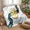 Brazil Football Printed Flannel Blanket Skin Friendly Warm Decorative Throw for Indoor Couch Bed Daily Use