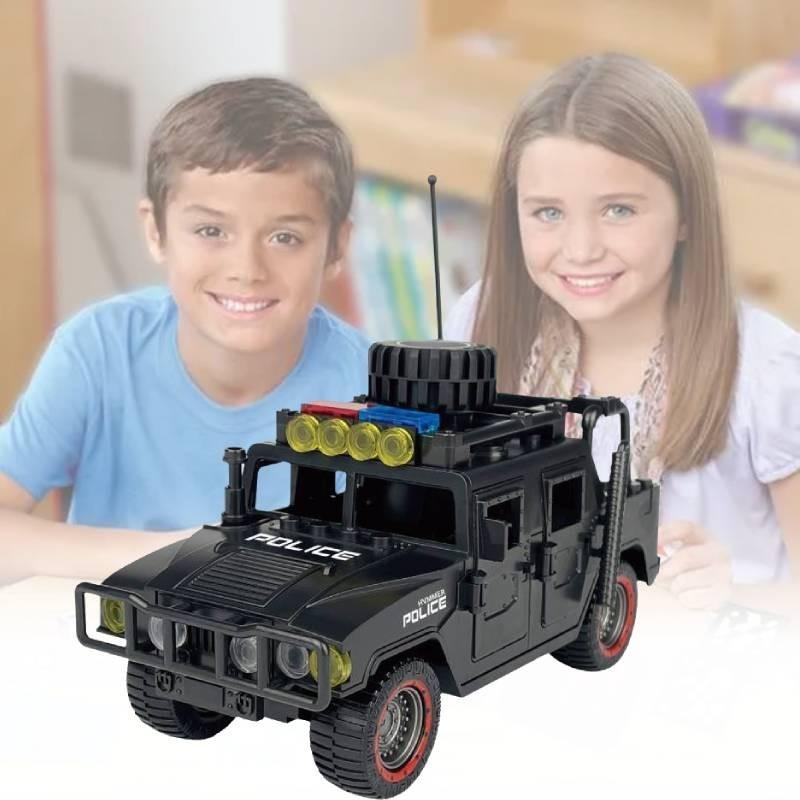 Detailed Abs Plastic Small Particle Building Blocks For Children Special Police Humvee Toy Set