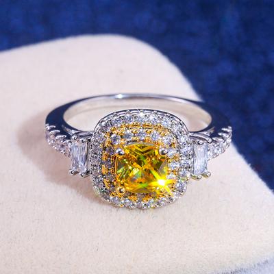 Nový vintage snubní prsten se žlutým kubickým zirkonem Elegantní zásnubní prsten Claddagh s mikro dlážděným tlustým prstenem