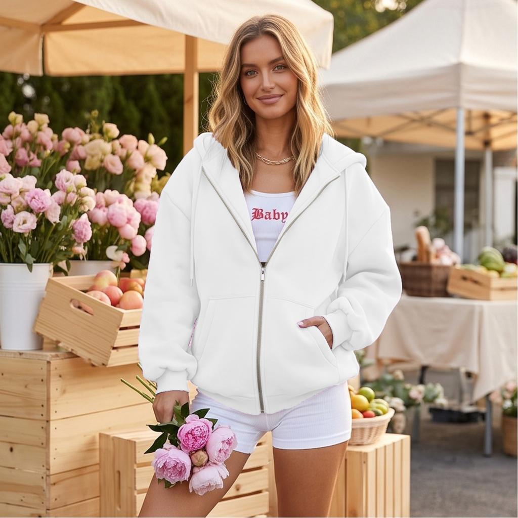 Women's Hoodie with Zipper Long Sleeve Pullover Sweatshirt for Fall and Winter