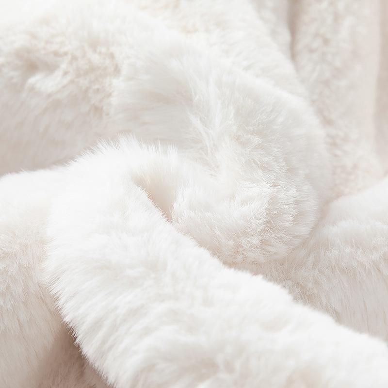 Unisex Thickened Winter Faux Rabbit Fur Jacket with Velvet Lining - Warm Hooded American Style
