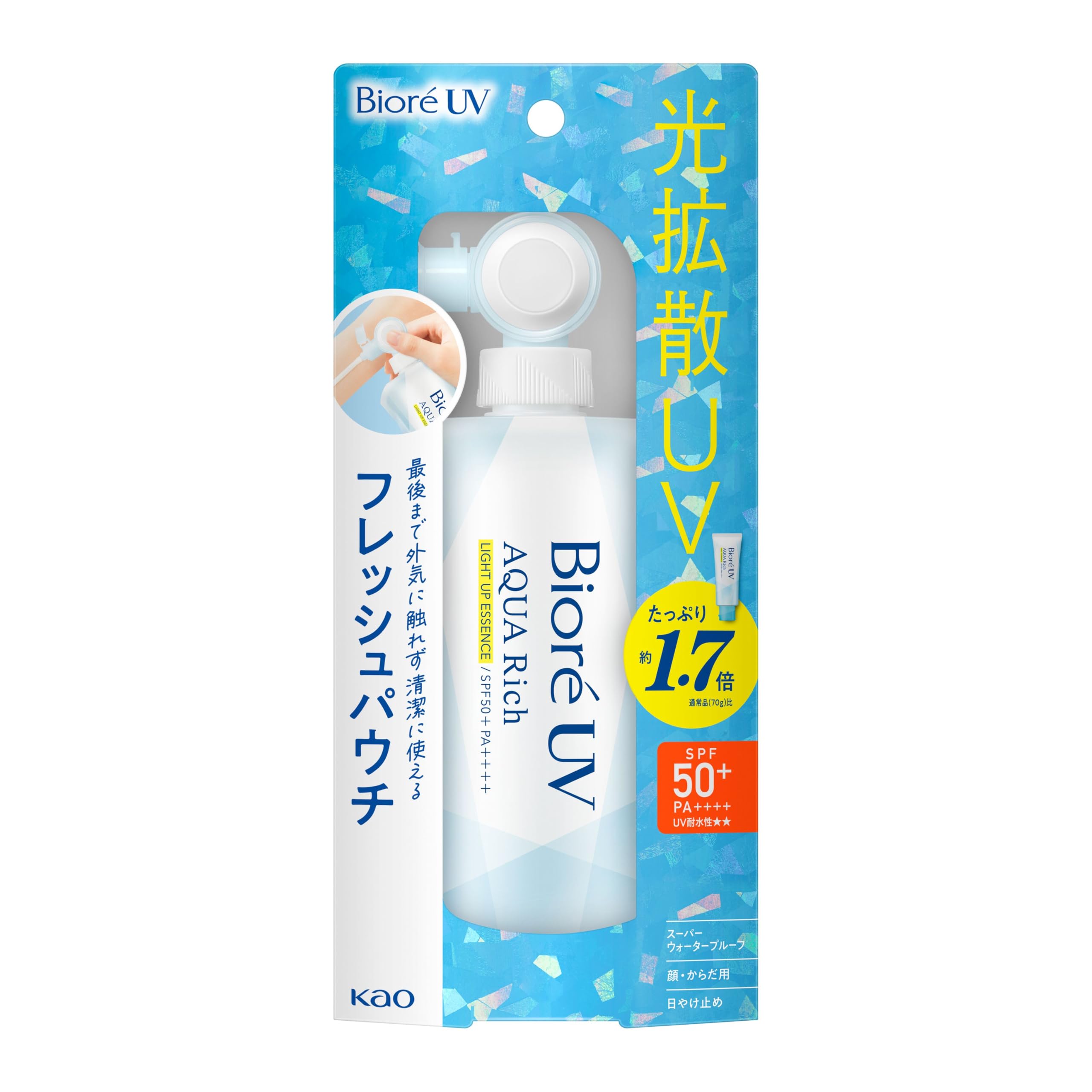 

Biore UV Aqua Rich Light Up Essence Fresh Pouch 120g Sunscreen SPF50 белый