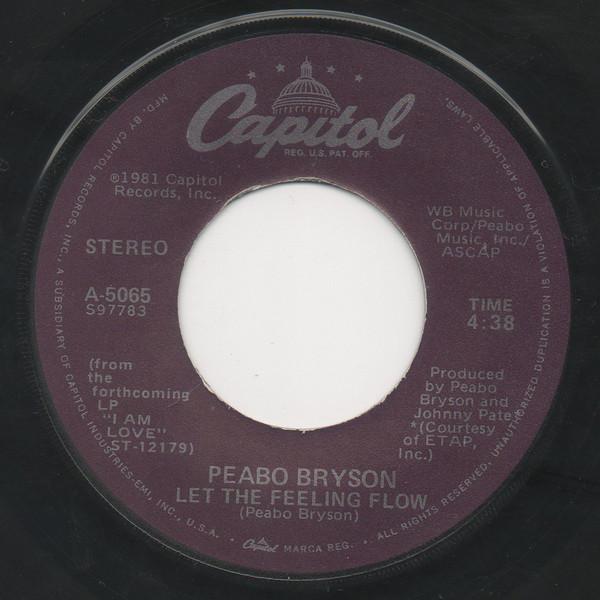 

7inch Record PEABO BRYSON - Let The Feeling Flow A5065 Capitol Records 1981 US Soul/Funk Used