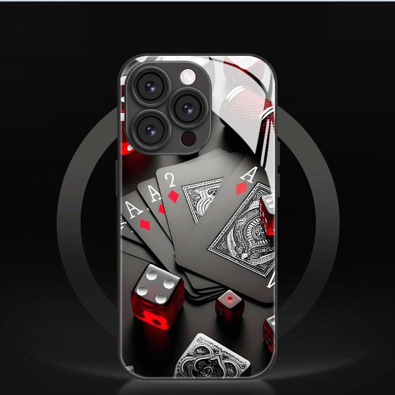 Creative Playing Card A Trendy Pattern Glass Phone Case for iPhone17 16 16ProMax 15 14 13 12ProMax 11 11Pro Anti-drop protection