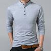 Men's New Fashion Standing Collar Men's Long Sleeve T-shirt  Blouse Top