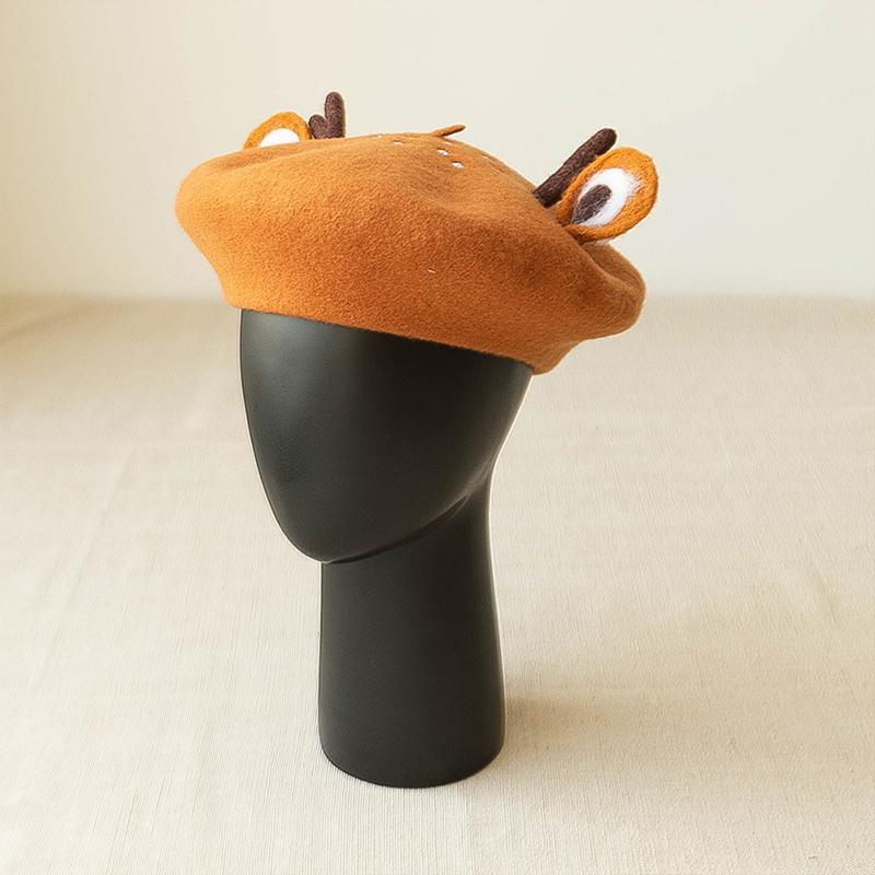 New Unisex Cute Frog Big Eye Wool Beret Retro Women Winter Casual Warm Painter Hats For Girls Individuality Gift French Berets