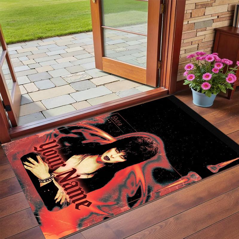 Crystal Velvet Rug Custom Name Text, Soft Non Slip Floor Mat Home DecorElvira Mistress of the Dark