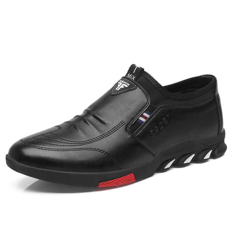 Cowhide men s shoes spring new men s casual shoes men s breathable feet low-top  soft-soled trendy leather shoes men 37 чёрный