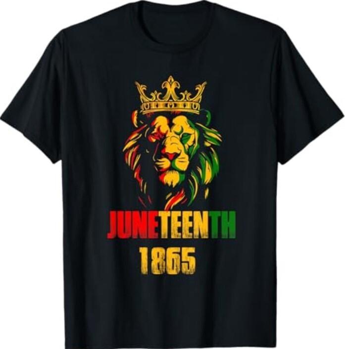 Lion Juneteenth Cool 1865 Freedom African June 19th T-Shirt XXL