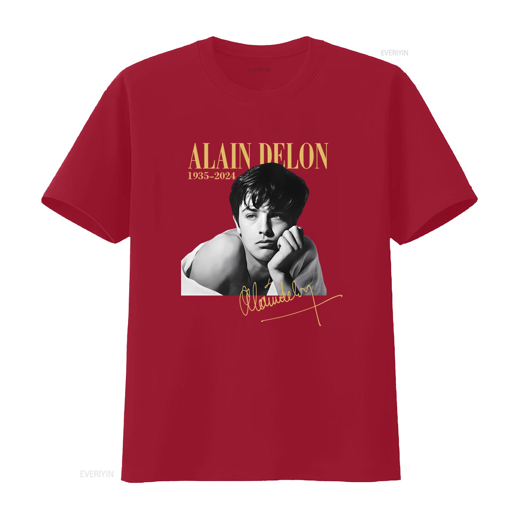 

New Alain Delon 1935 2024 Tribute T Shirt for Fans S 5XL Classic Portrait Print Design NW02185 vintage Washed Soft streetwear S