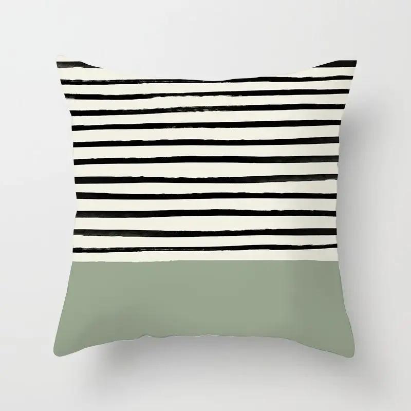 Delicate Fresh Green Pillowcase Art Pattern Cushion Cover Geometric Breathable Decoration