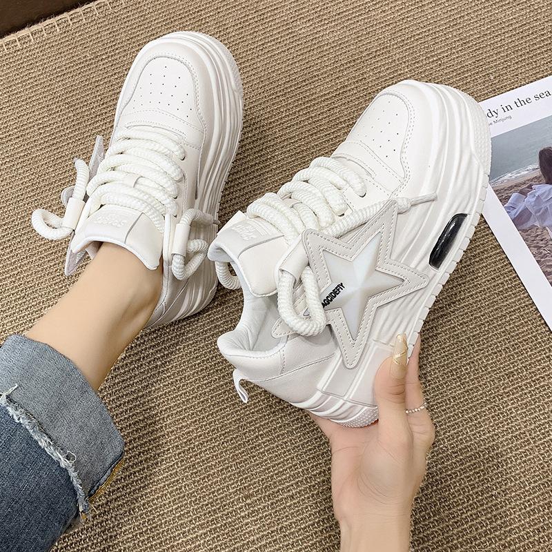 Comemore Women's Sports Shoes 2025 Autumn Comfortable White Female Thick Bottom Skateboard Shoe Women Casual Sneakers
