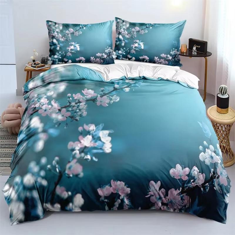 Warm Floral Down Comforter Set Bedding Set 3-piece Coverlet Set