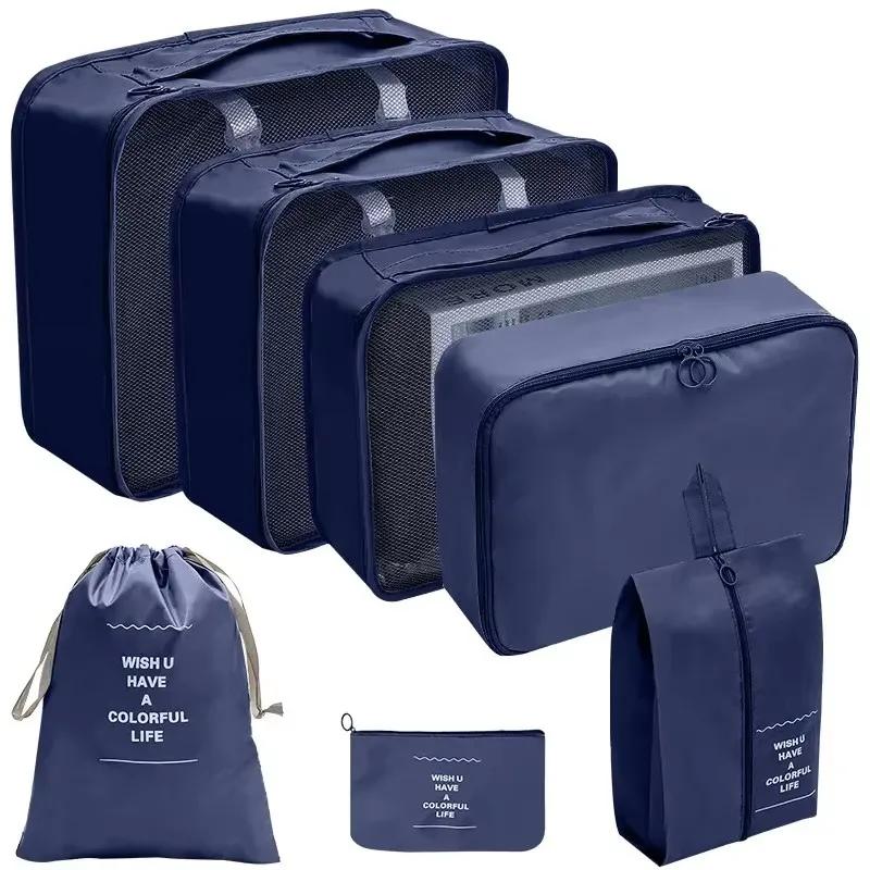 8 Pcs Set Travel Organizer Storage Bags Suitcase Packing Cubes Set Cases Portable Luggage Clothes Shoe Tidy Pouch Folding