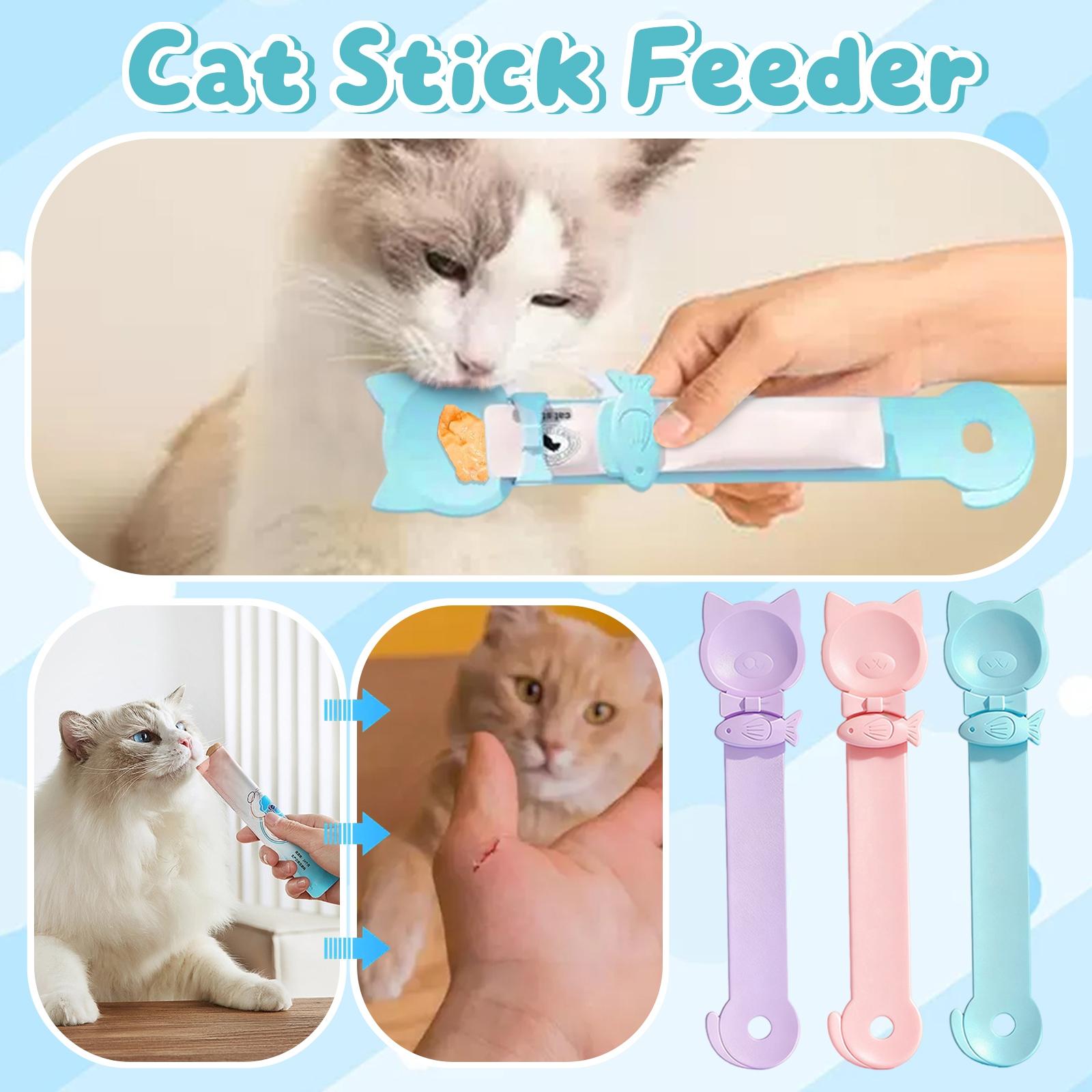 

3PCS Cats Treating Spoon, Lickable Cats Treating Spoon Squeezing, Multi-Function Cats Treats Feeder For Pet Liquid Snack And Wet Food One Size