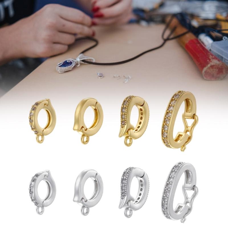 Elegant Cubic Zirconia Clasp Portable for Pearls Enhancing Push Connectors Jewelry Accessory for Bracelets Necklacer