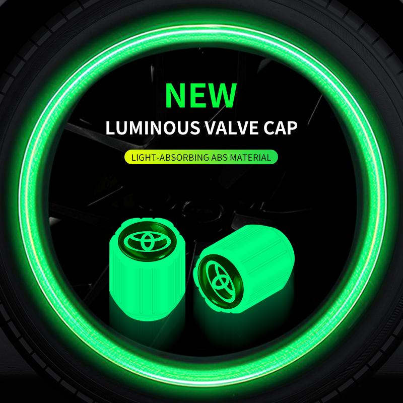 Car Tire Valve Cap Fluorescent Night Glowing Decor For Toyota Prius NHW20 ZVW30 ZVW40 ZVW50