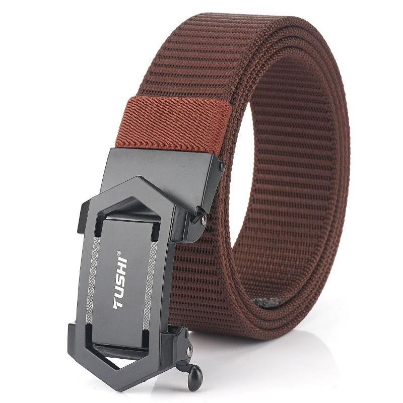 2020 Toothless Hollow Automatic Buckle Belt Outdoor Casual Nylon Youth Men's Pants