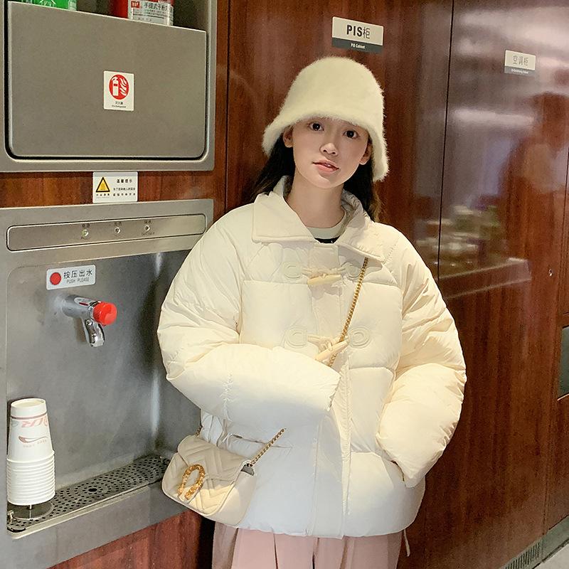 Short Down Jacket for Women with Hood and Loose Design Winter Coat