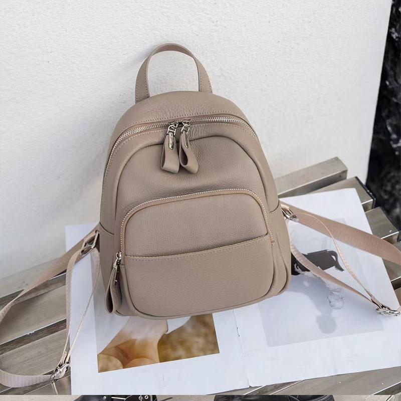 

Простой рюкзак из натуральной кожи, женский модный маленький рюкзак для пожилых людей, сумка через плечо из коровьей кожи Sense All Match серый