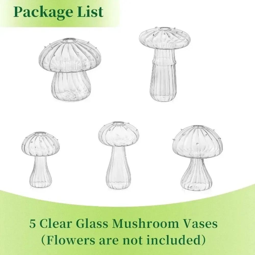 

Glasseam Mushroom Vase Cute Glass Colored Vases Plant Propagation Station Jar for Living Room Windowsill Decoration чистый