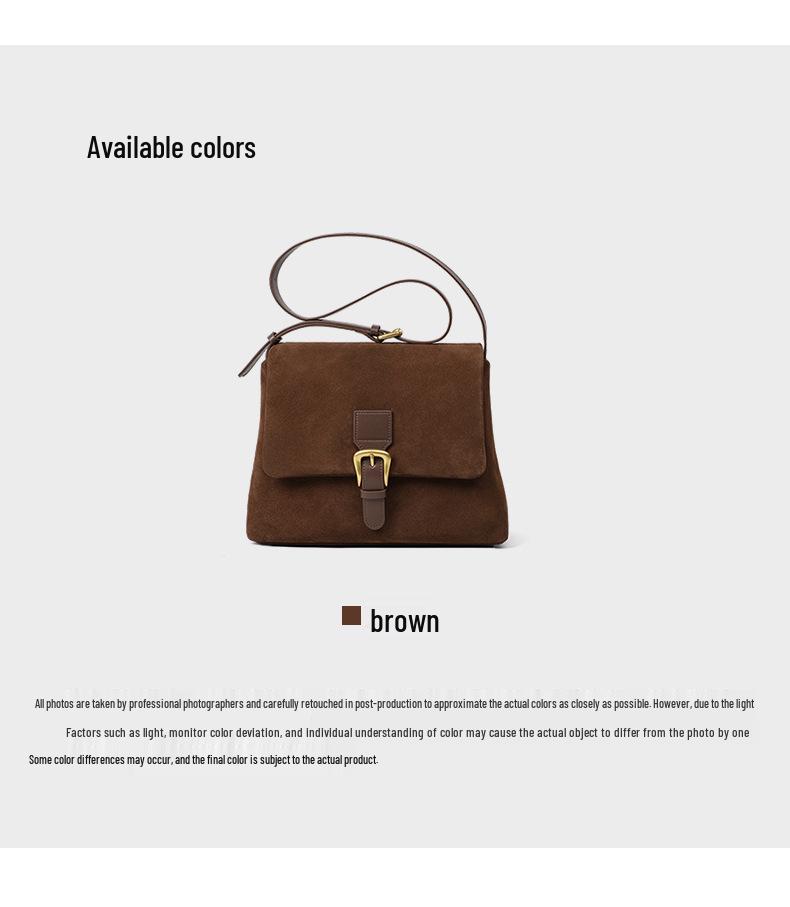 Women's Genuine Leather Crossbody and Shoulder Bag - 2026 Spring/Autumn Collection, Exquisite Suede with High-End Texture