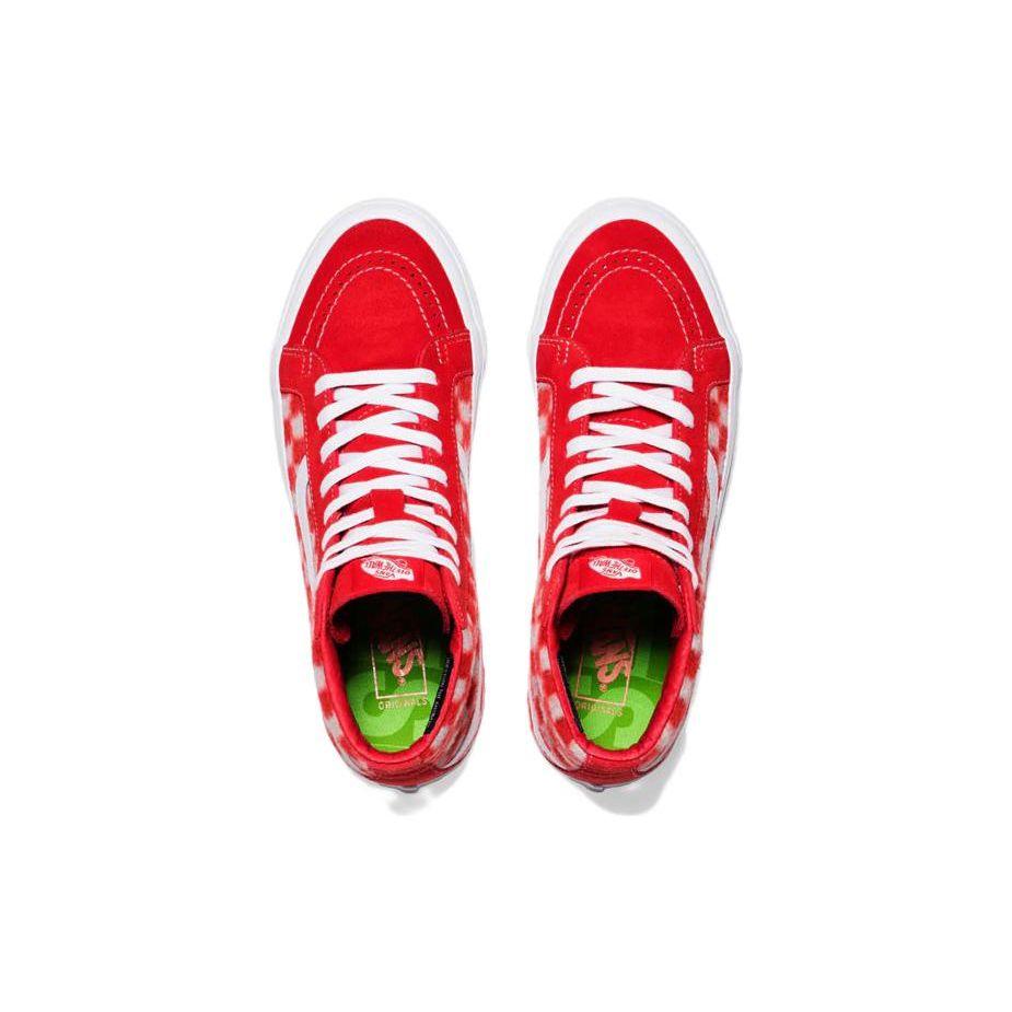 Vans Concepts X  Sk8 Vault Og Lx Mohair High Top Skate Shoes Unisex Sneakers Red White Checkered VN0A4BVBY5