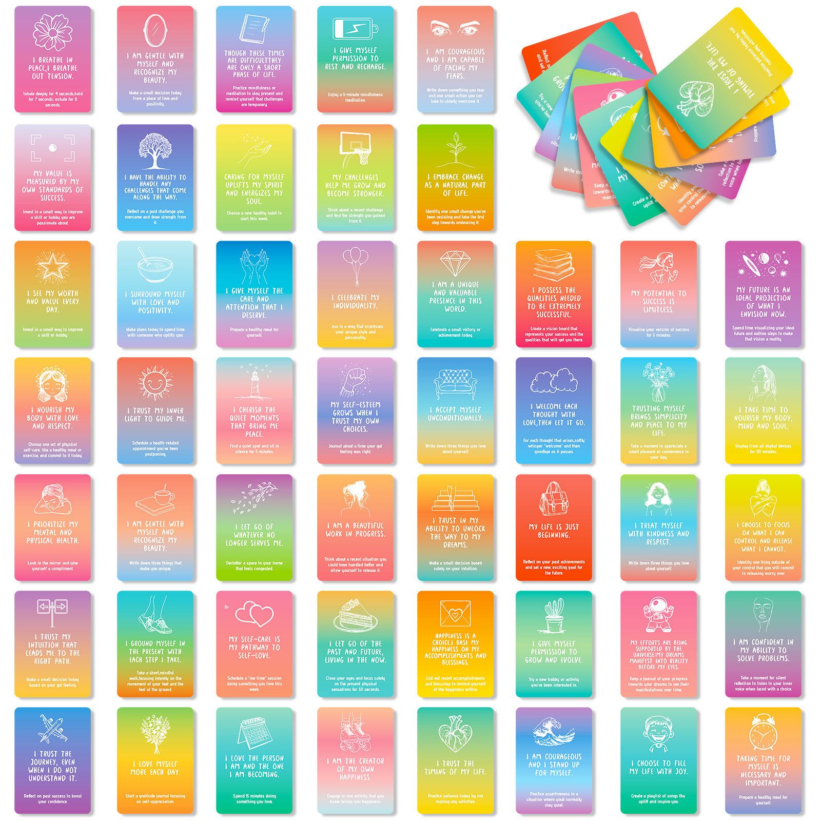 

50 Self-Motivation Text Interactive Cards Color Mood Positive Energy Quotes Inspirational Cards T01042672