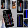 Police Thin Blue Line Flag Case For iPhone 16 12 11 13 14 15 Pro Max Mini XR X XS MAX 5S Plus Cover