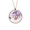 Ancient Red Copper Winding Natural Stone Crystal Tree Of Life Necklace Colorful Stone Necklace Jewelry N105