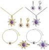 *Fashion Sun Shape Pendant Necklace Inlaid Crystal Rhinestone Ear Drop Bracelet Ring For Women Daily Party Wedding Wear Jewelry