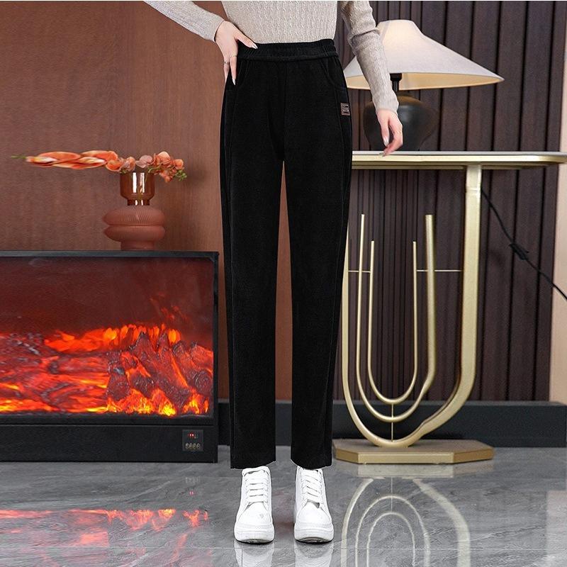Women's Fashion Casual Solid Color Print High Waist Trousers Pants & Capris