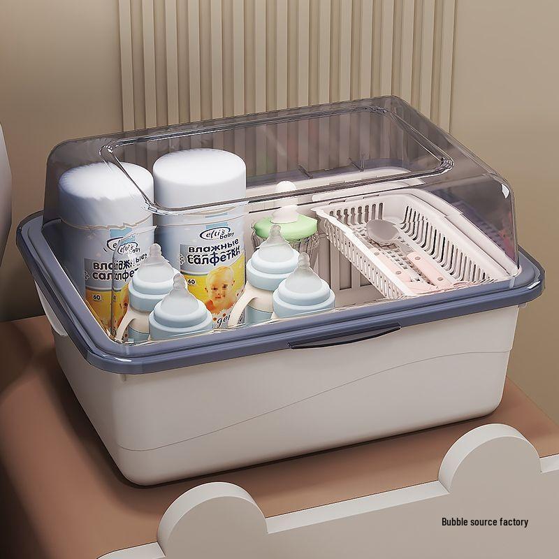 Dustproof Milk Bottle Storage Box with Lid - Baby Supplies & Toys Organizer