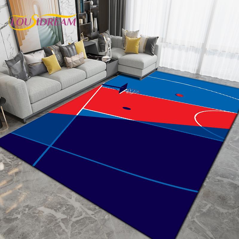 3D Creative Basketball Basketball Court Area Rug,Carpet Rug for Living Room Bedroom,Kitchen Bathroom Doormat Non-slip Floor Mat