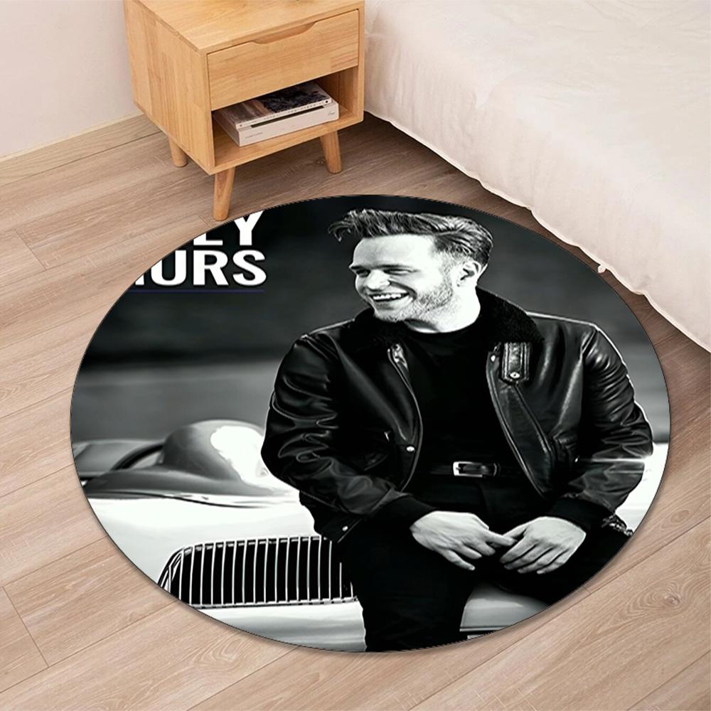 Olly Murs Printed Round Rug Carpet Chair Rug Area Rug Entryway Doormats,for Office Chair Living Room Bedroom Kitchen Room.