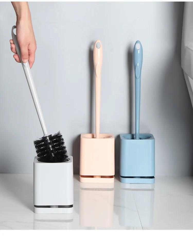 Borsten-Toilettenbürste, wandmontierter Toilettenbürsten-Trockenhalter mit langem Griff für die Aufbewahrung im Badezimmer, Badezimmer-Reinigungsbürste