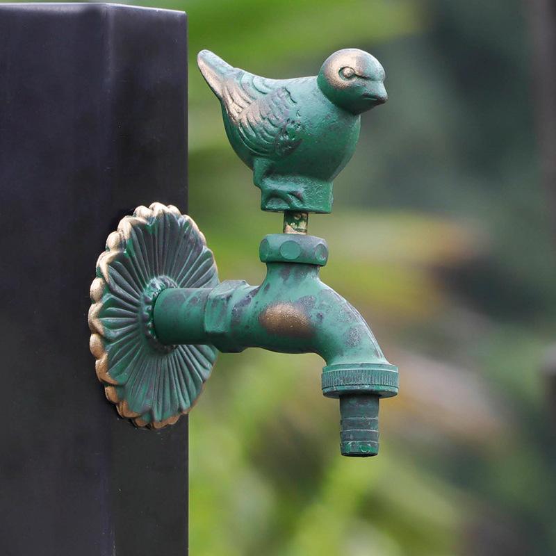 Rubinetto da Giardino Retrò Ottone Antico Scuola Materna Montaggio a Parete Animale Rubinetto Acqua Fredda Rubinetto per Lavabo