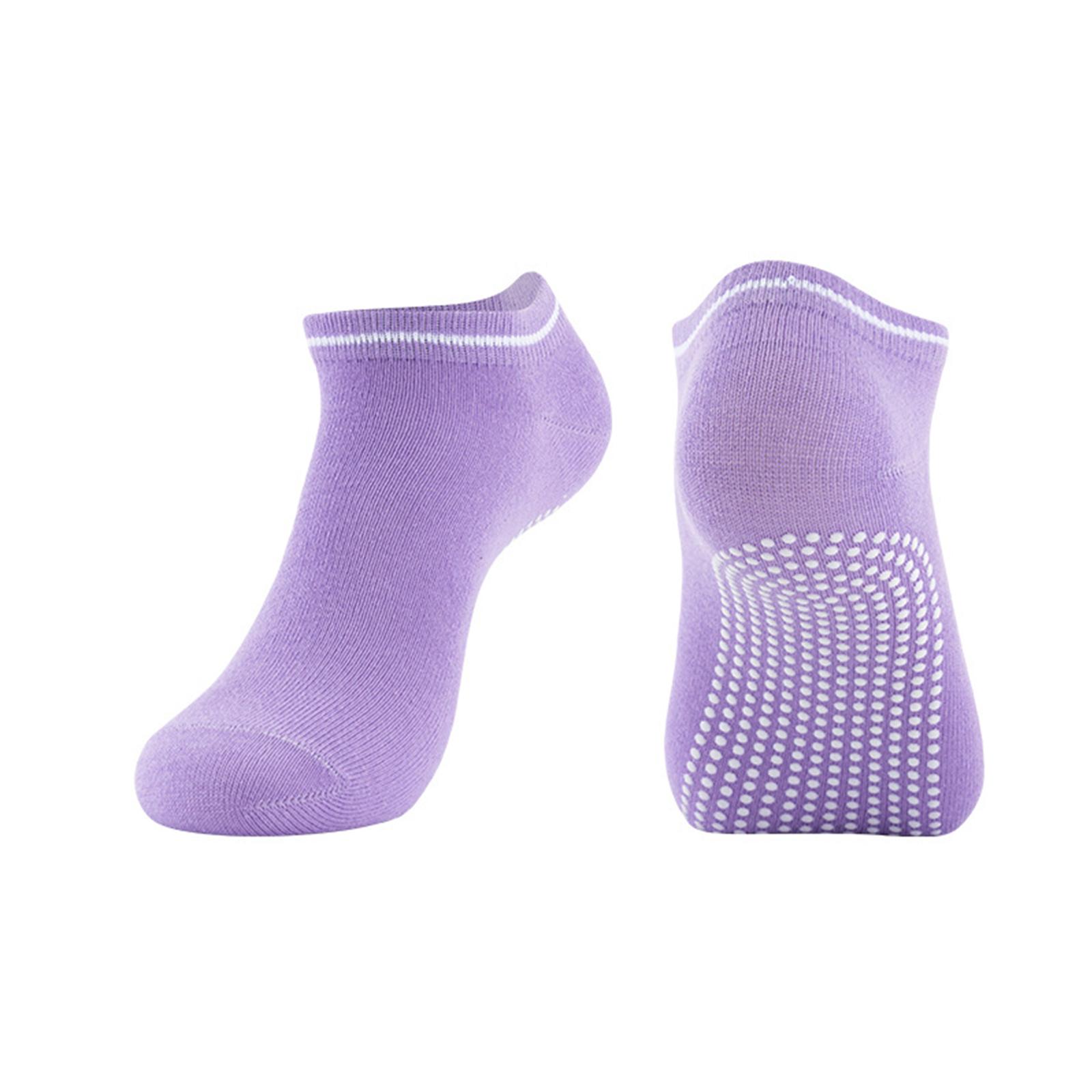 

Ladies Non Slip Yoga Socks with Grip Dots for Pilates and Fitness Floor Exercise Lightweight Breathable Low Cut Ankle Socks for Women One Size фиолетовый