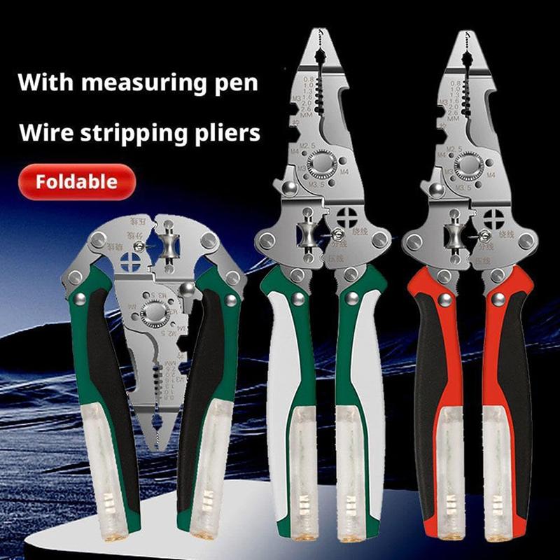 Clește multifuncțional 16 în 1 pentru dezizolat cu tester de tensiune, clește pentru dezizolat cabluri, electrician, sertizare, tăiere cabluri, foarfece
