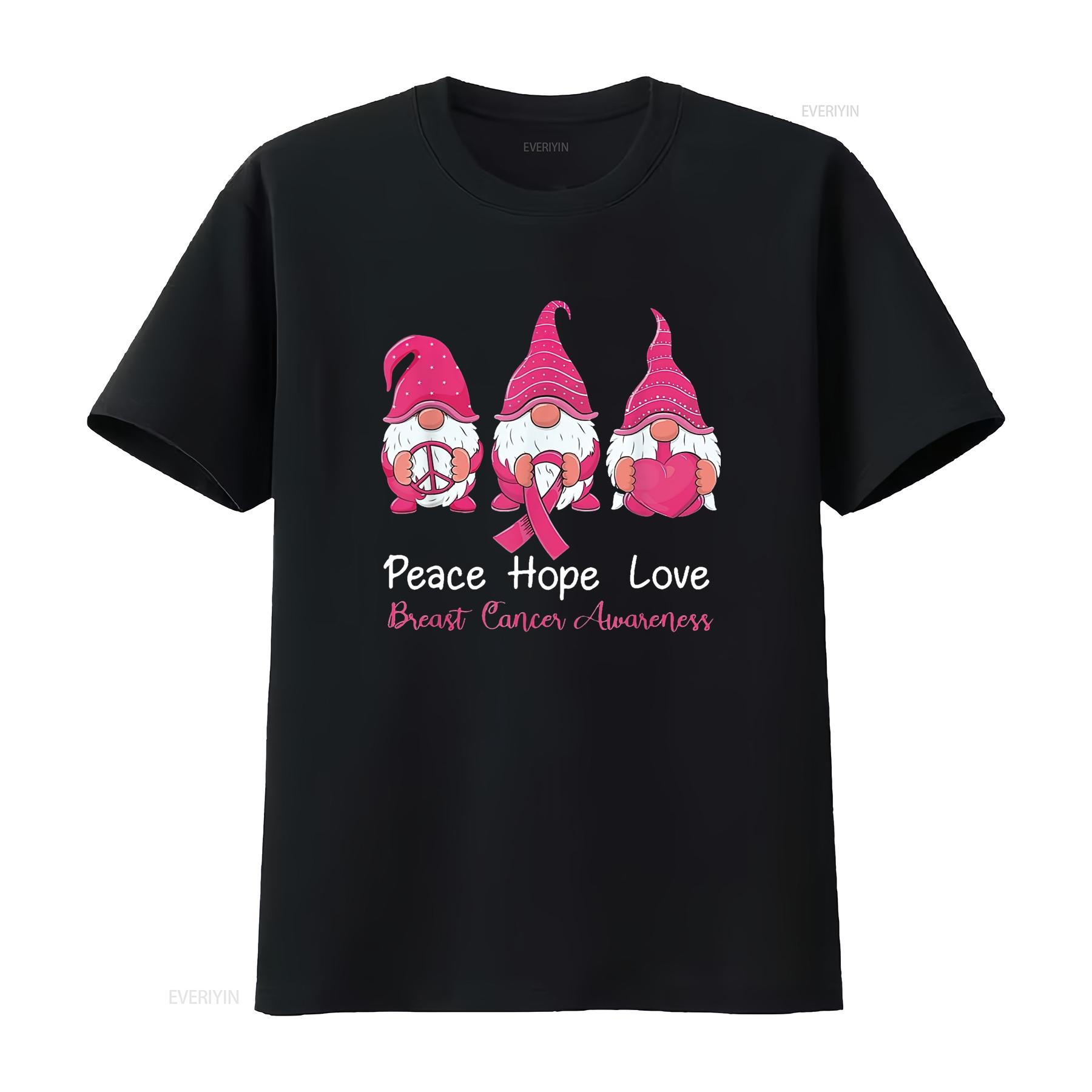 

Cute Gnomes Support A Survivor Of Breast Cancer Awareness T Shirt vintage Washed Casual Breathable Stretched graphic Versatile 4XL