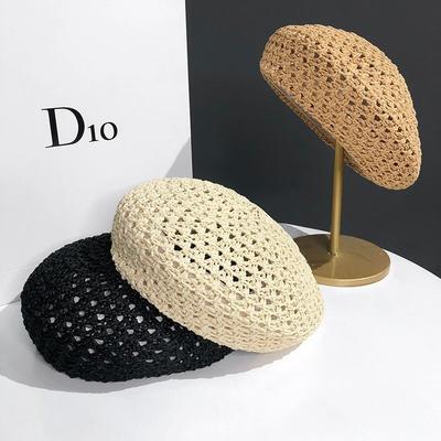 Elegante Herren Einfarbiges Netz-Barett Seite Silberner Verschluss Vielseitiges Barett Outdoor Sonnenschutz Freizeit Hut Frühling Herbst Reise Tourismus Strandurlaub