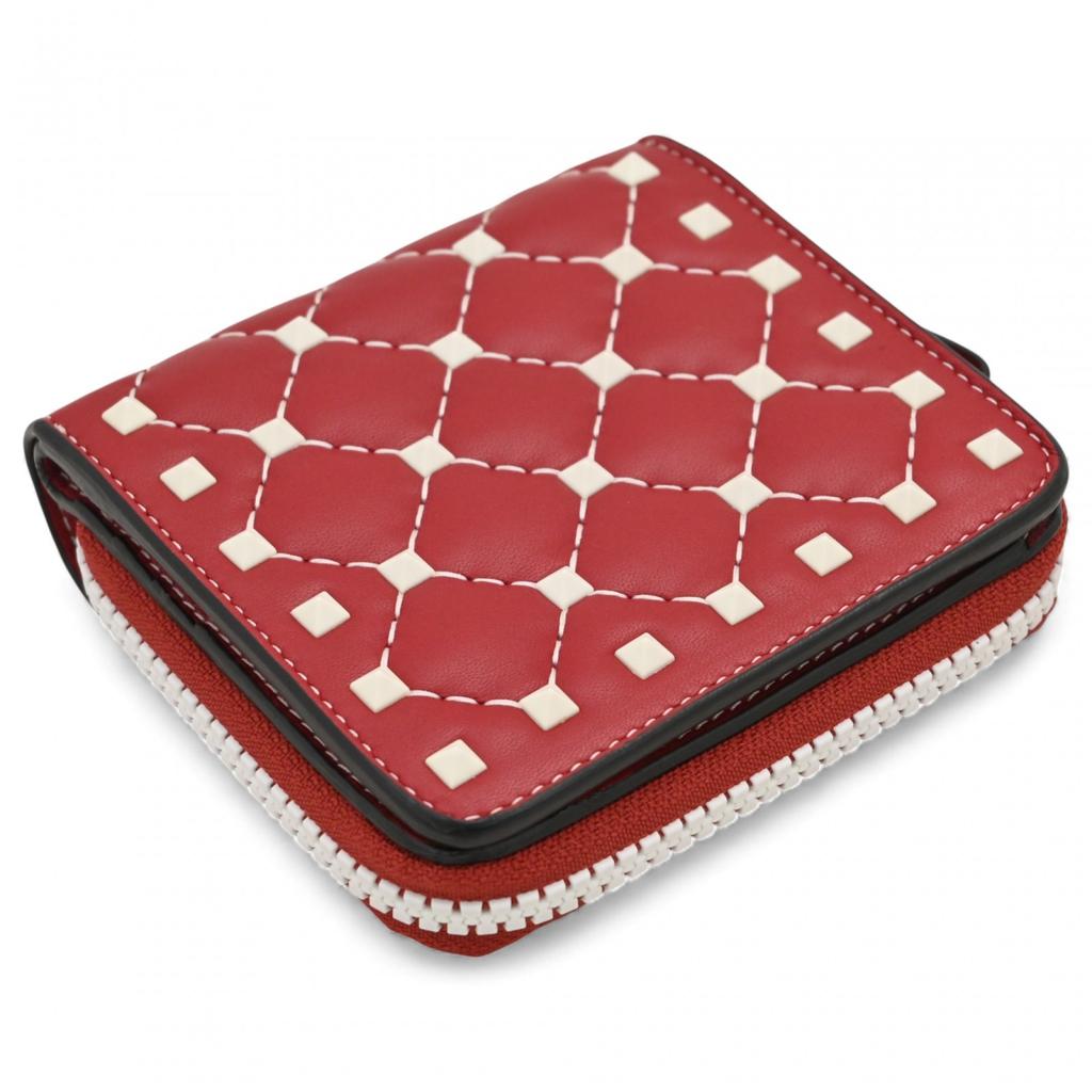 Auth VALENTINO Rockstud Compact Bifold Wallet Leather Va5516eh