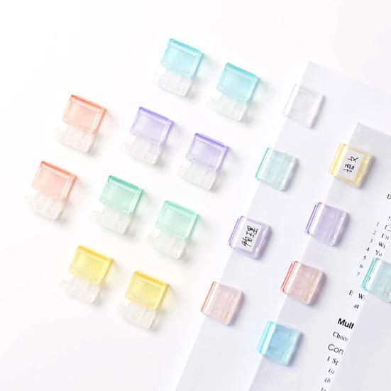 10Pcs Mini Transparent Folder with Push Clip Office Organizer for Organizing