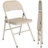 Set of 2 Folding Chairs with Upholstered Polyester Seat and Steel Frame. Beige