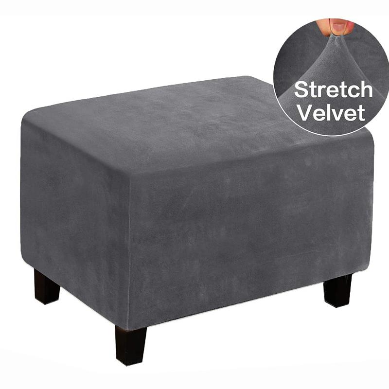 1 Stück Fußhocker-Schutz Einfarbig Samt Stretch Waschbar & Abnehmbar Bankhockerbezug Rechteckig Elastische Überwürfe